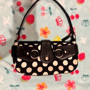 Polka Dot Shoulder Bag with Black Accents